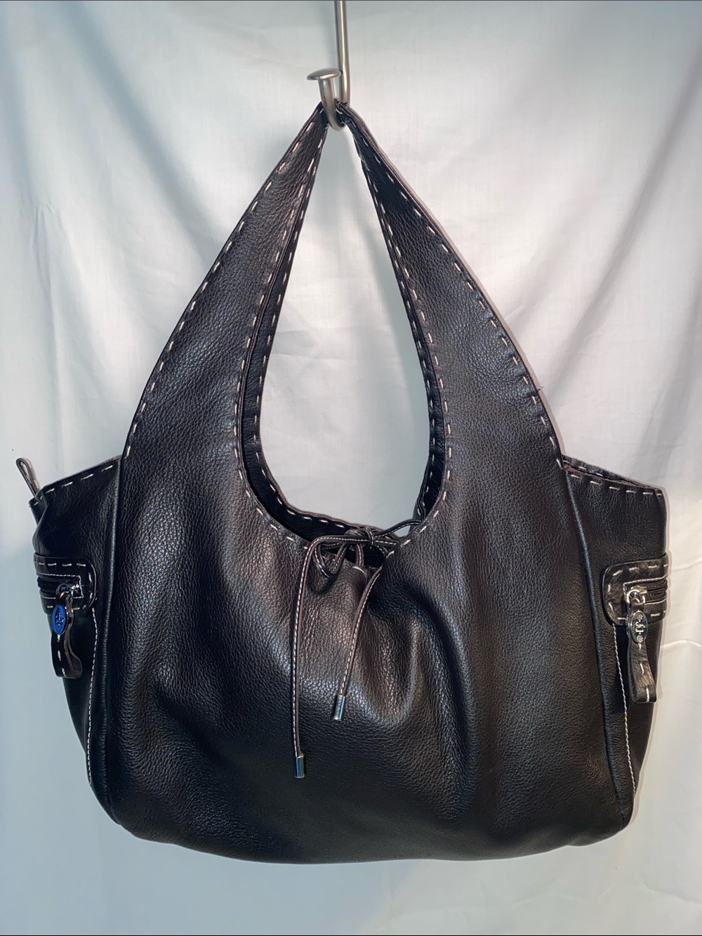 Donald J Pliner Black Leather Hobo Shoulder Tote Bag